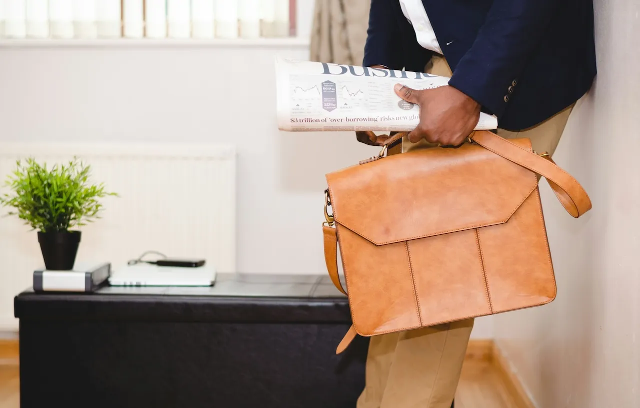 Lawyer carrying a leather briefcase